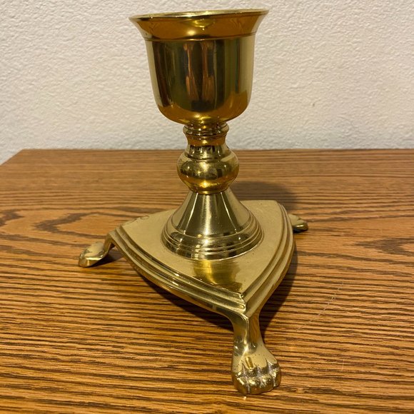 Vintage Brass Claw Footed Candleholder - Picture 13 of 13